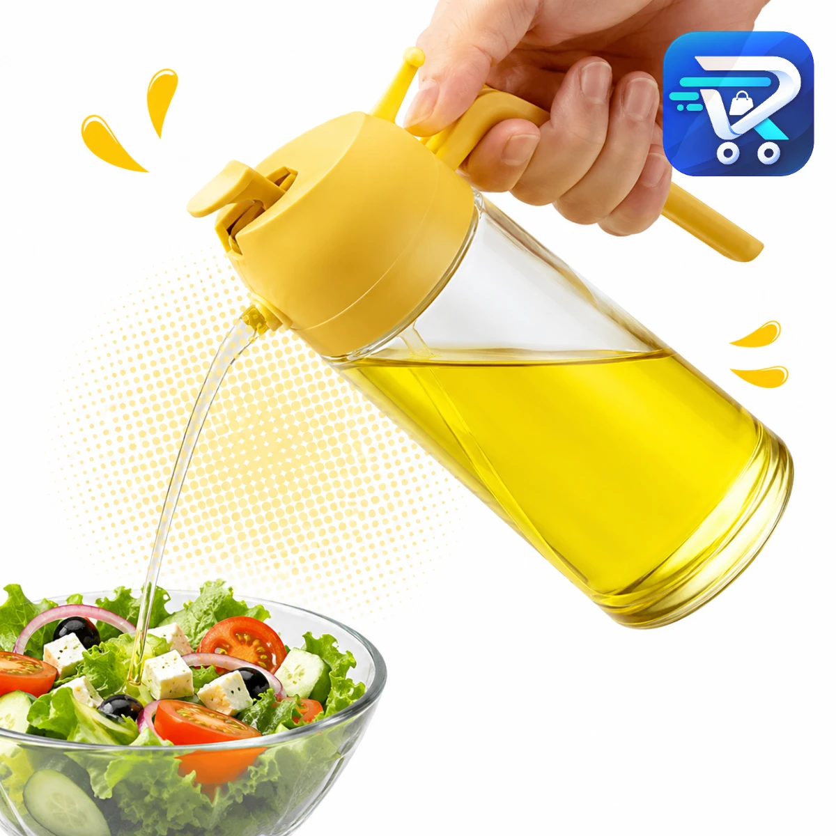 2-in-1 Sprayable & Pourable Oil Bottle – Dual-Function Glass Oil Dispenser with Leakproof Design