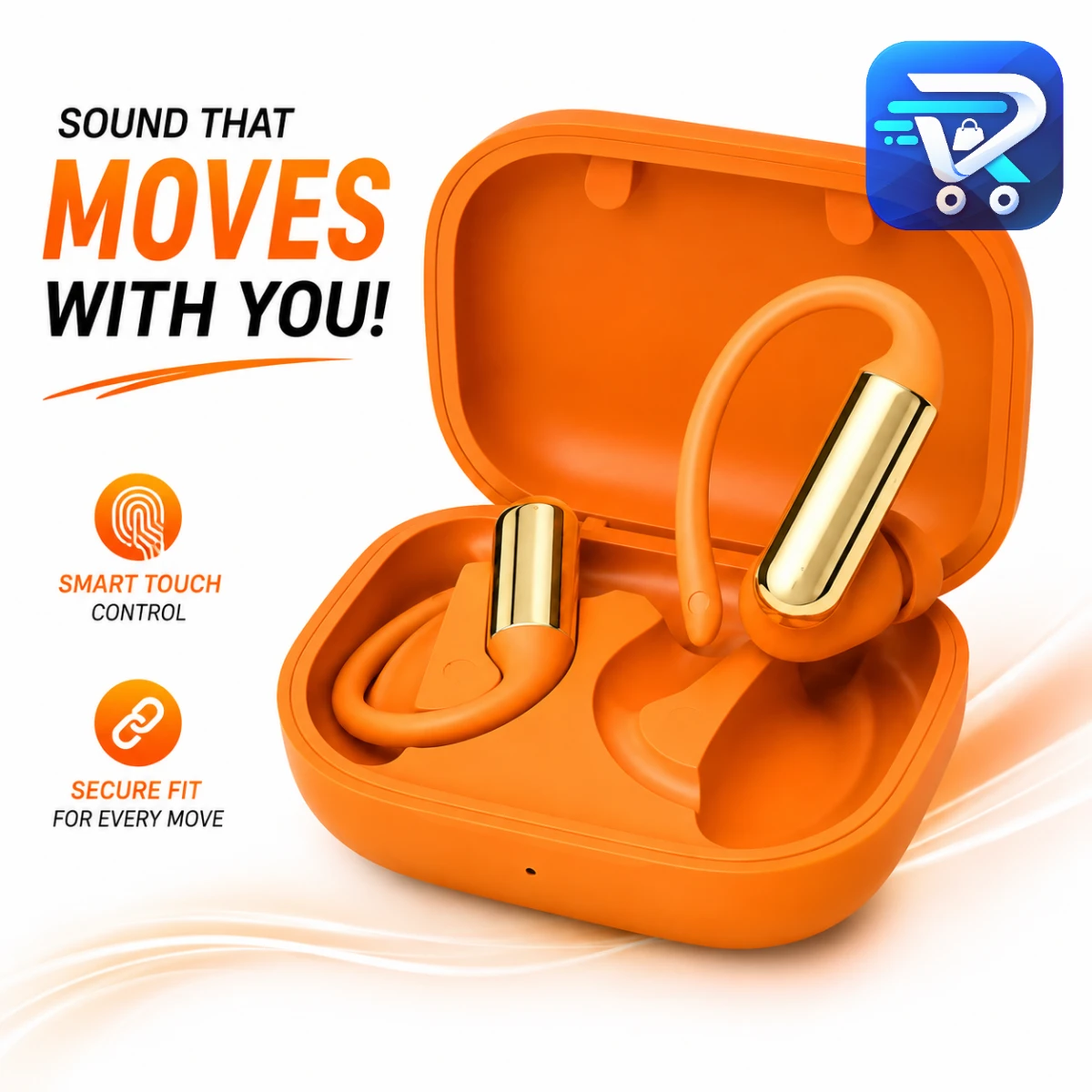 CD001 Open Ear True Wireless Earbuds – Hi-Res Audio Sports Ear-Hook Headphones with ANC Noise Cancelling, Type-C Fast Charging & Long Battery