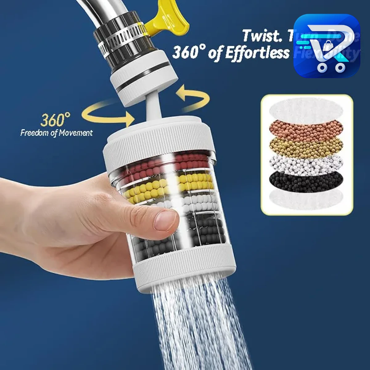 360° Rotating Faucet Water Filter for Kitchen & Bathroom – 6-Layer Advanced Filtration Tap Water Purifier Attachment
