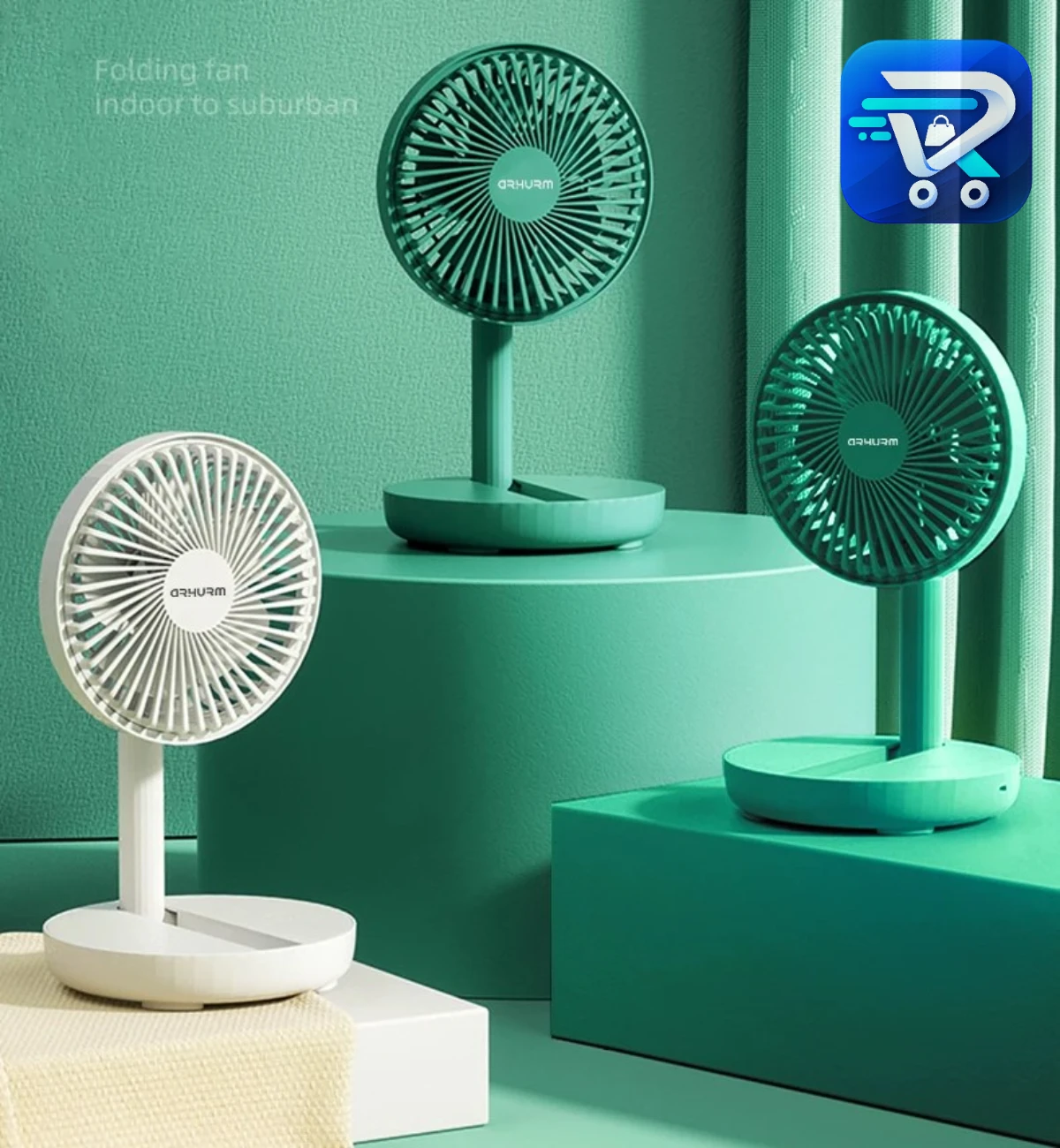 Rechargeable 5-inches Folding fan HCZ21 Green colour